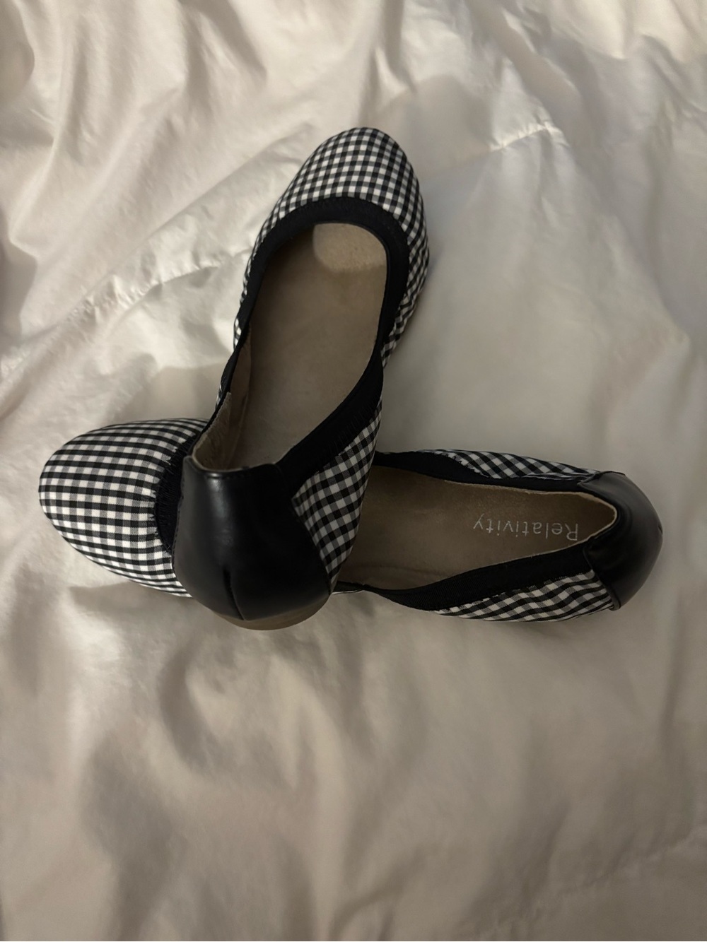 Relativity Black & White Gingham Slip-On Ballet Flats